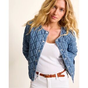 Tommy Bahama Women’s Quilted Crop Denim Jacket Size Medium New With Tags